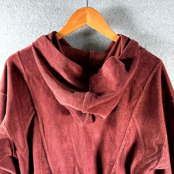 Daily Practice‎ by Anthropologie Cropped Hoodie Women's Small Maroon Corduroy - Picture 6 of 8